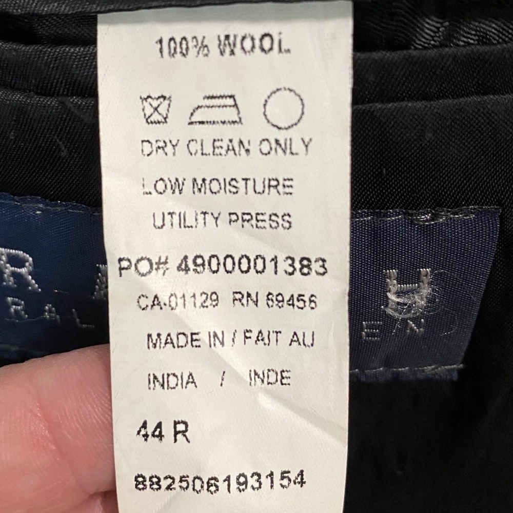 RALPH Ralph Lauren Mens 44R Black 100% Wool Blazer Silver Crest Button Dillard's - Picture 5 of 10